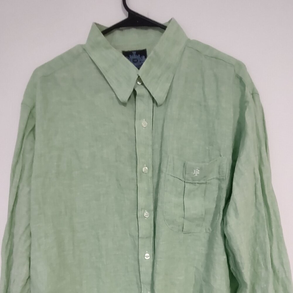 Astor & Black Light Green Linen Long Sleeve Shirt